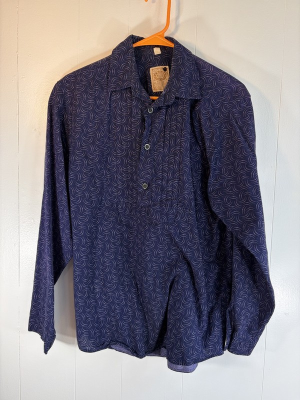 Mens Wah Makers Western Shirt S Purple Geometric L/S Cotton Re-Enactment