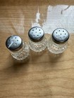VNT Cut Crystal Glass Salt & Pepper Shakers, Metal Lid, 1970’s, Mini, 3  — photo 2