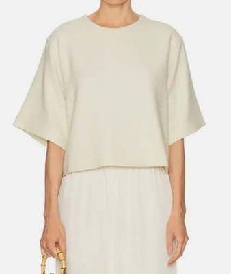 Dagmar Women's Ivory Woven Boucle T-Shirt Top Size 32