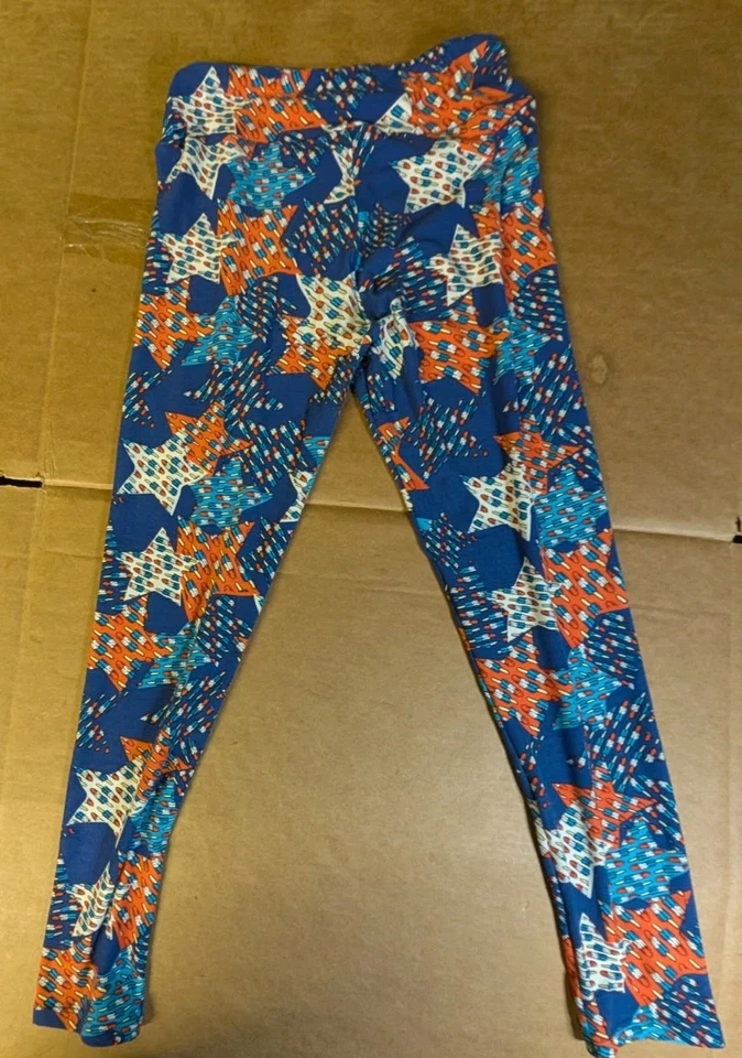 Women's LuLaroe Rocket Popsicle Pattern Leggings One Size Red White Blue  - Image 2 of 4