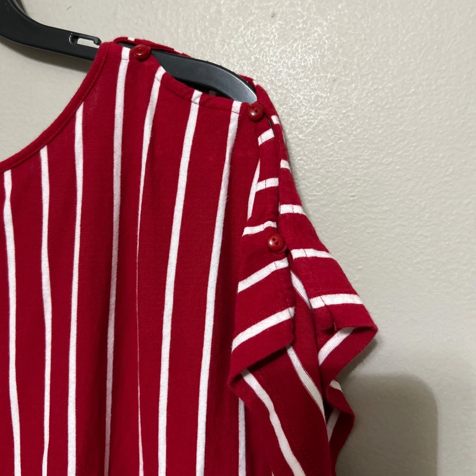 Blusa para mujer Lane Bryant 14/16 roja blanca a rayas bastón de caramelo vacaciones Navidad Foto 4 de 4