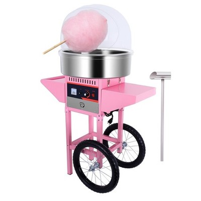 Cotton Candy Machine with Cart,20'' Stainless Steel Bowl for Home Party Carnival