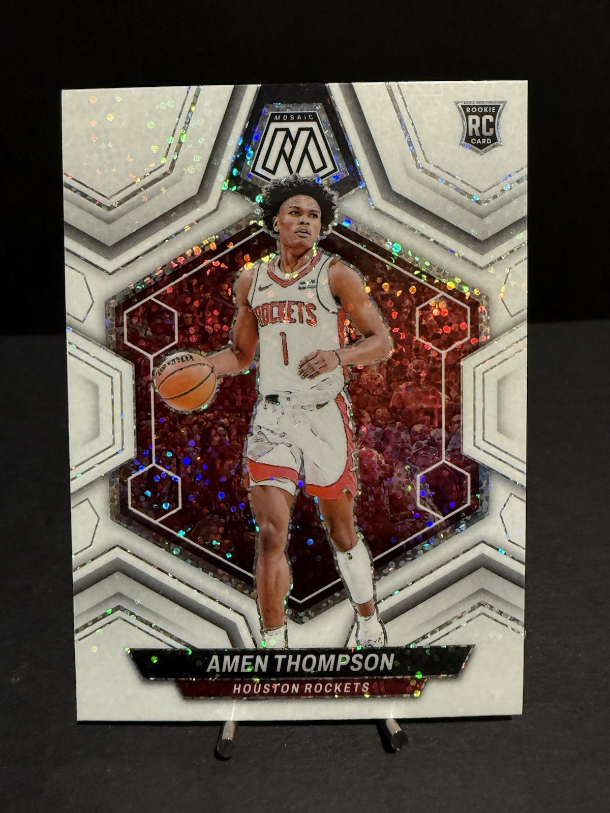 2023-24 Panini Mosaic - Rookies Amen Thompson #230 White Sparkle Prizm (RC)