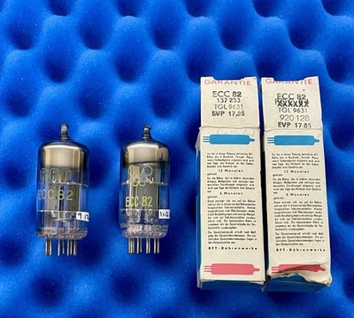 TWO RFT ECC82 12AU7 Tubes /Amplitrex Tested  /Halo Getter / 1980's Germany