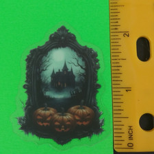 Haunted House In Black Mirror Halloween Transparent Sticker AM
