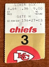 1978 EARL CAMPBELL ARROWHEAD DEBUT ROOKIE TD 2 & 3 FOOTBALL TICKET OILERS CHIEFS