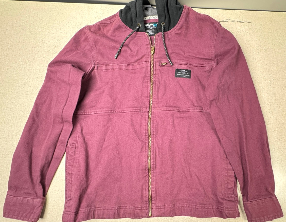 Hawk Workwear Maroon Full-Zip Hooded Jacket Men’s Size M