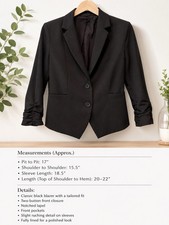 Express Women  s Black Solid Short Blazer Jacket Size 4 Lined Two-Button