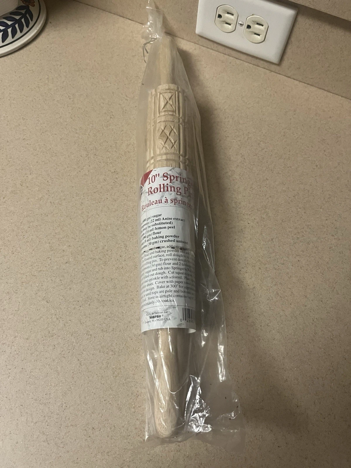 NEW Norpro Springerle 10” Wood Cookie Rolling Pin
