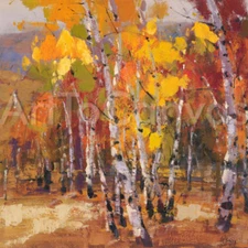 ASPEN GOLD I (27x27) and II (27x27) SET by RONG GANG AUTUMN COLOR 2PC CANVAS