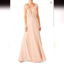 Reformation Peppermint Ruffle Blush Pink Wrap Maxi Dress Size XL