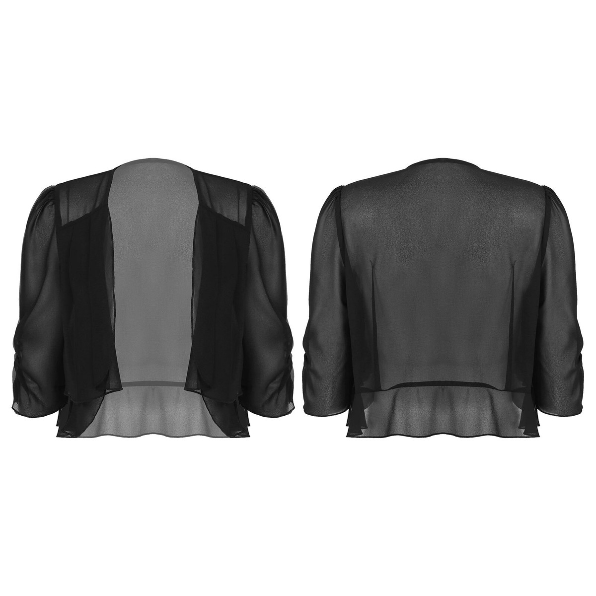 black chiffon shrug for dresses Chiffon Bolero Jacket Chiffon Wraps And Shrugs Alex Evenings Women's Chiffon Bolero Black Size L