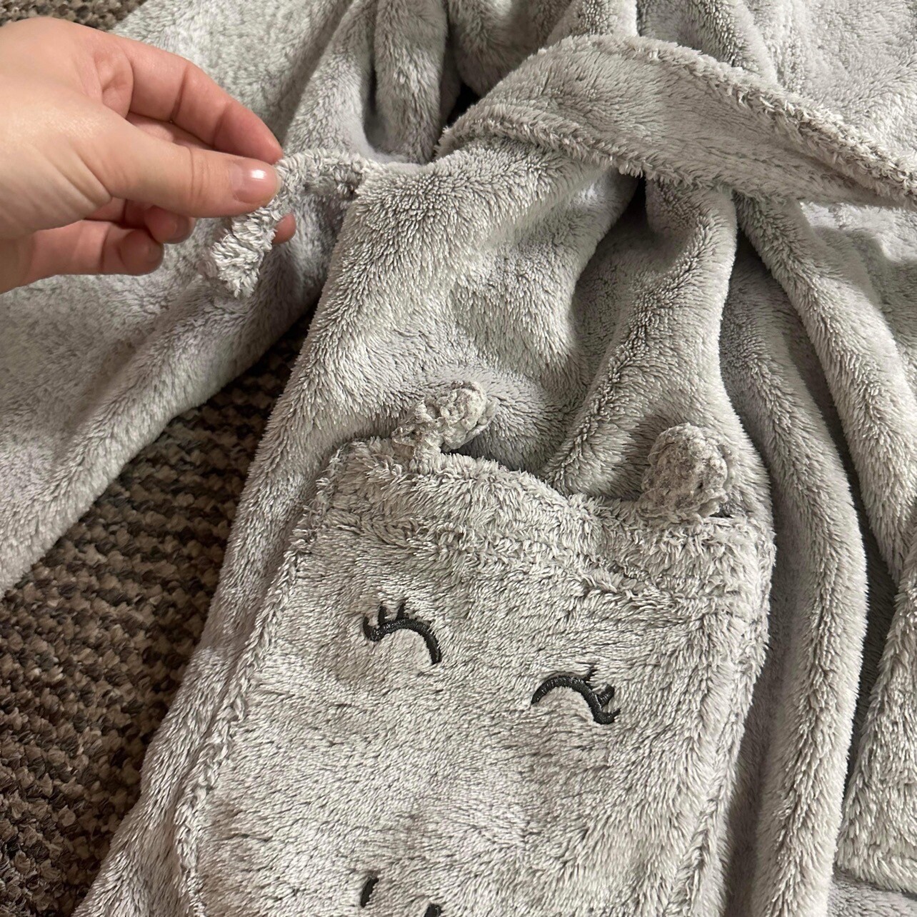 Grey Unicorn Dressing Gown Size XS Warm Fluffy Robe Light White Tie Up