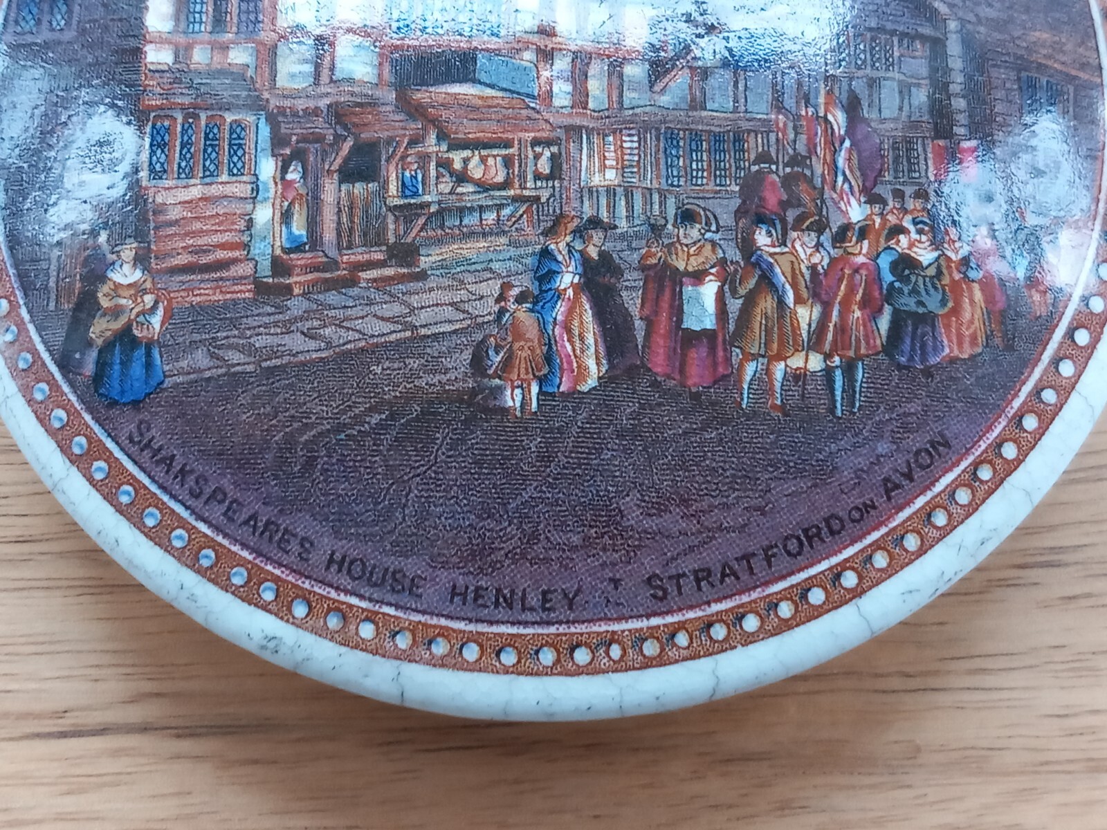 Antique Prattware Pot Lid Shakespeares House Henley St Stratford