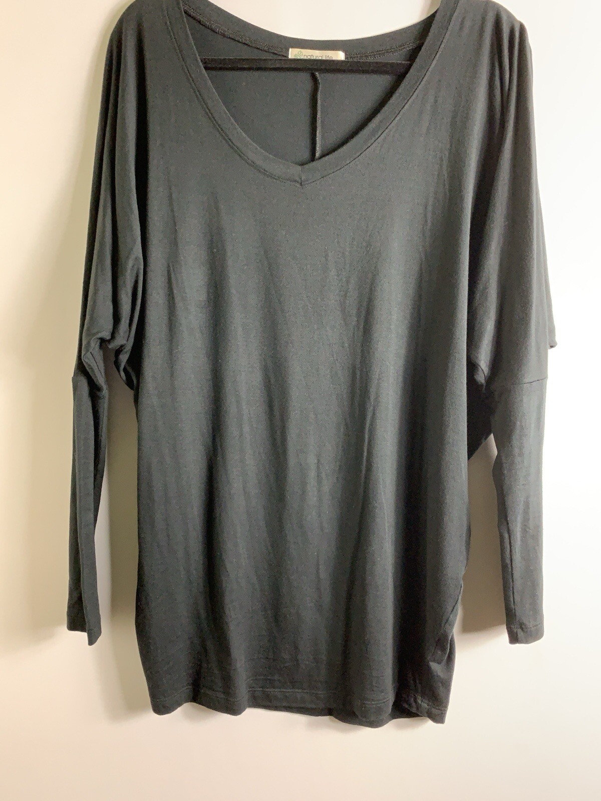 Natural Life Clothing Women’s Size Large Black Modal Dolman Long Sleeve