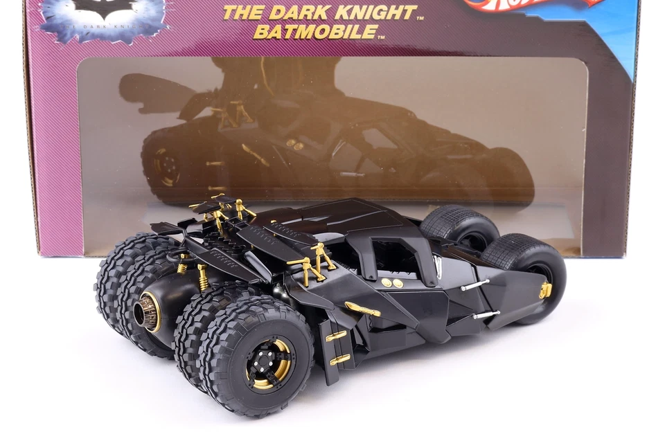 1:18 Hot Wheels Batman The Dark Knight Trilogy Batmobile Bicchiere Nero N2480 - Immagine 3 di 4