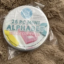 R&M Set of 26 Mini Alphabet Cookie Cutters in Tin Box