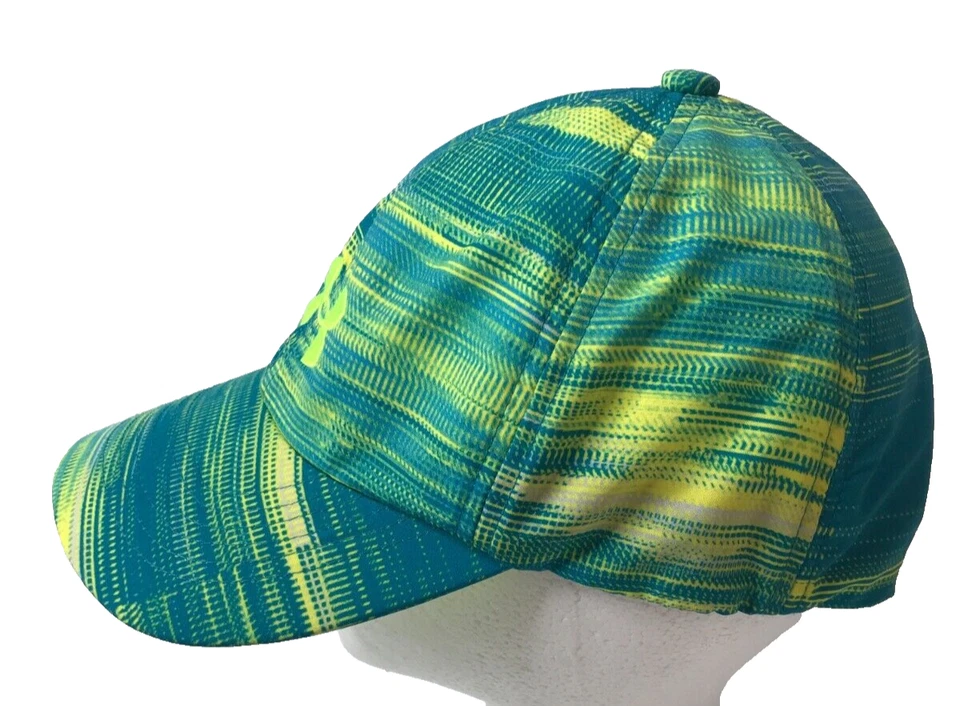 Youth Green Yellow Tie Die Under Armour Logo Strap Back Baseball Cap Hat - Image 2 of 4