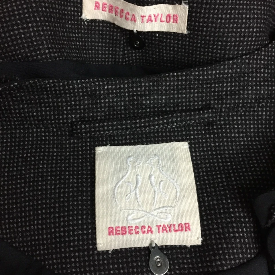 REBECCA TAYLOR Womens sz 6 Gray Black Wool Silk Blend Jacket & Skirt 2 Piece Set - Image 2 of 4