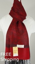 Pashmina Scarf Wrap,Paisley Red Black,Silk.Cashmere Soft 