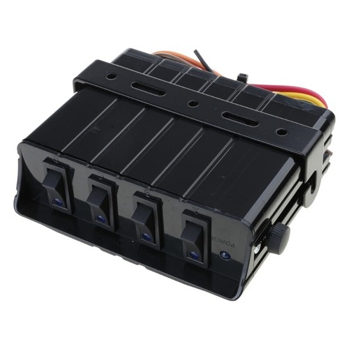 Compact 4 Gang Rock Switch Panel Toggles Switches Box for Auto Electrical System - 第 1/8 張圖片