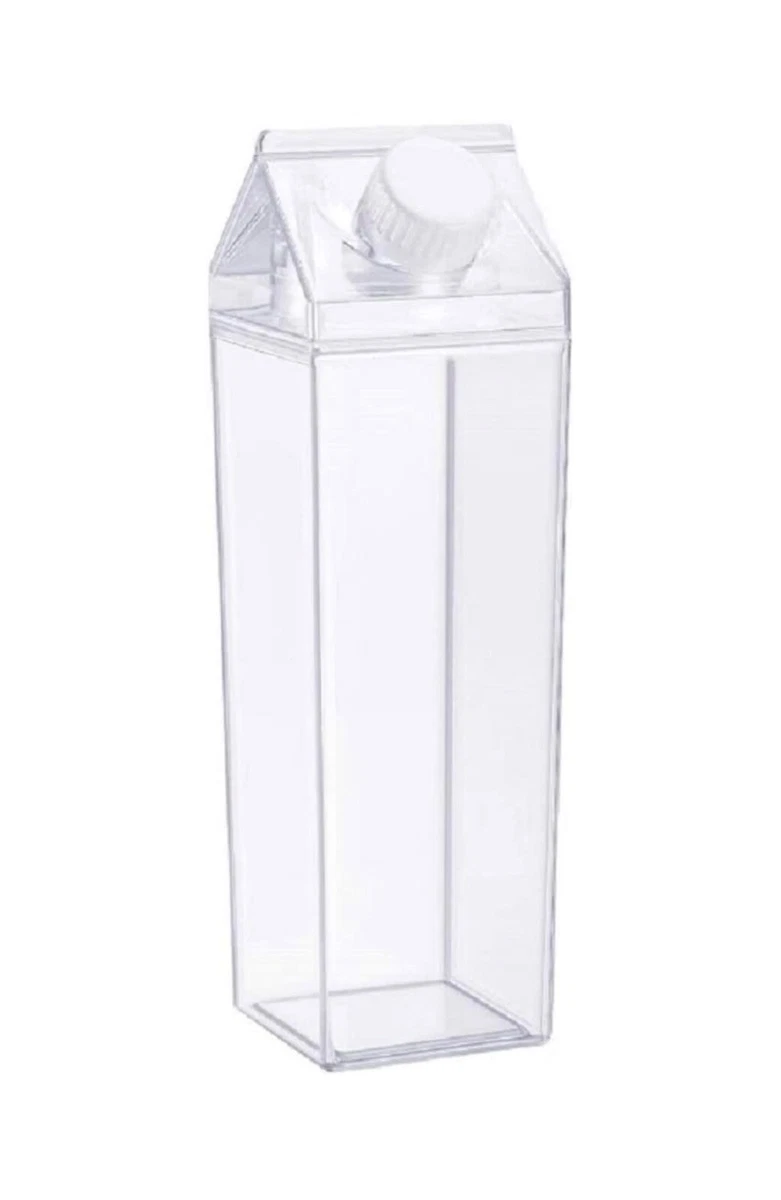 Milk Carton Water Bottle 17oz (500mL) Plastic Clear Square Milk