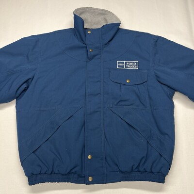 VTG Ford Jacket Mens XL Blue Full Zip Factory Uniform Workwear