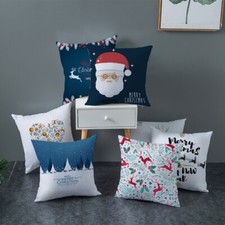 2X Noël Housse Coussin Oreiller Étuis Père Noël Maison Canapé Décor Noël