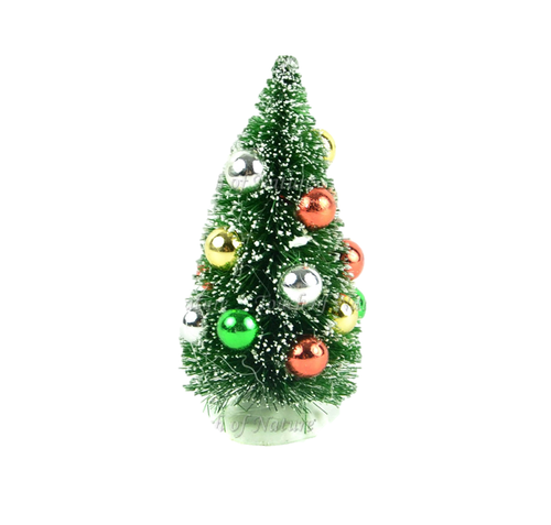 Miniature Christmas Tree, 4" Pine Tree w/ Ornaments, Fairy Garden Holiday Tree - 第 1/1 張圖片