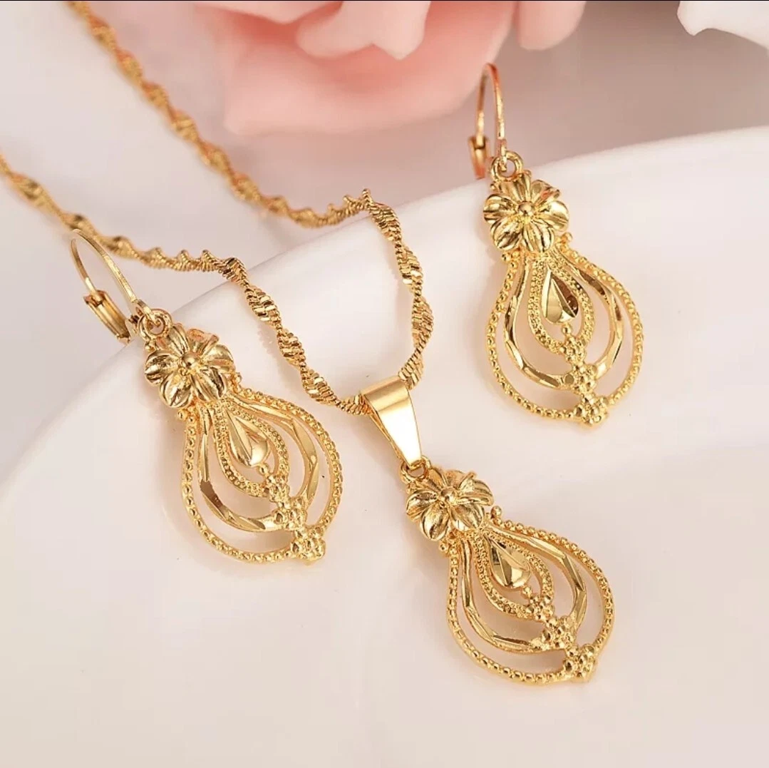 Women's Necklace Gold Jewellery Set 24K Gold Plated