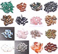 10Pcs Natural Gemstones Hexagonal Pointed Reiki Chakra Pendant Beads Necklacs