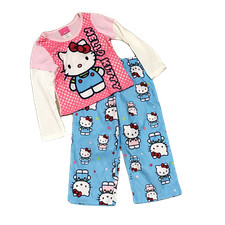 Girl's Hello Kitty Top  Pants 2 Piece Pajamas Set  Pink  Blue  Sz 4 S 