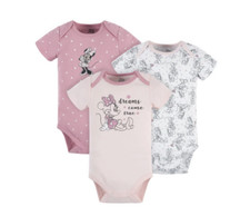 Lot of 3 Minnie Mouse Bodysuits Disney Baby Girl Pink NWT NB 0-3 Cotton