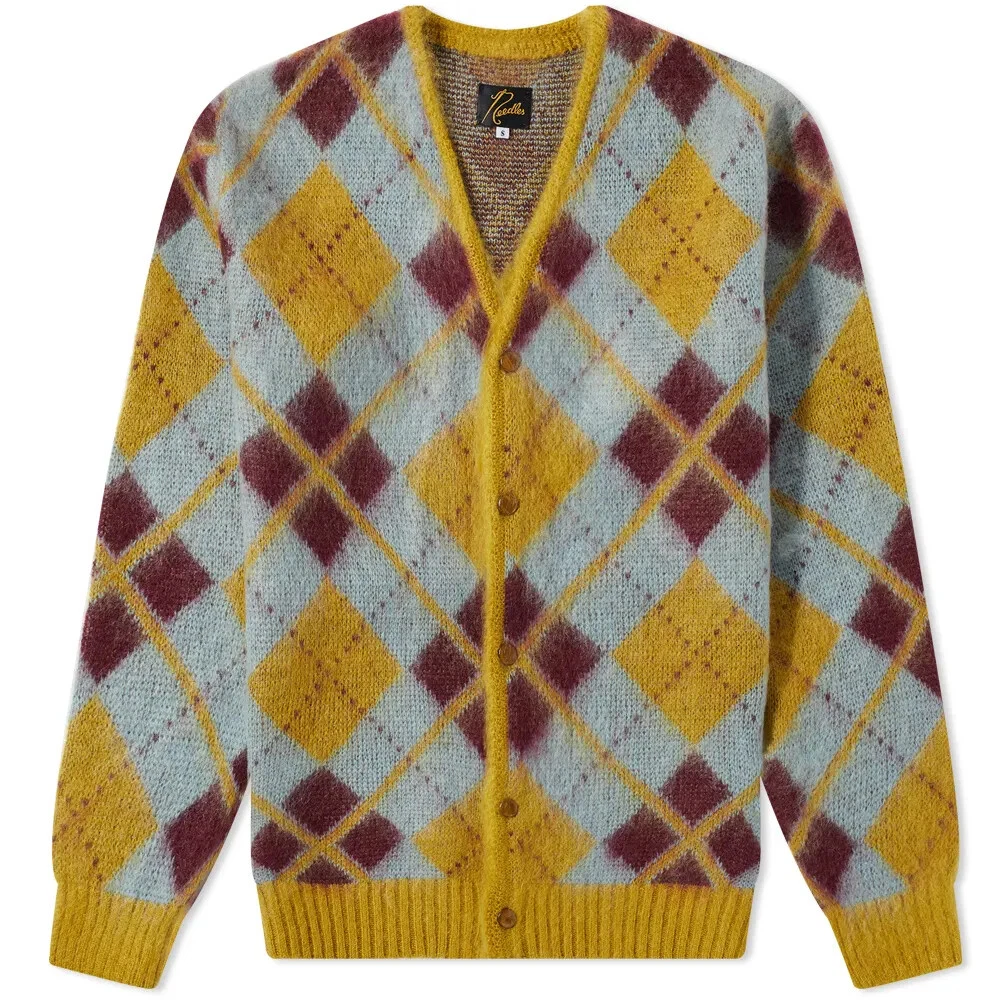 NEEDLES MOHAIR ARGYLE CARDIGAN YELLOW size Medium | eBay