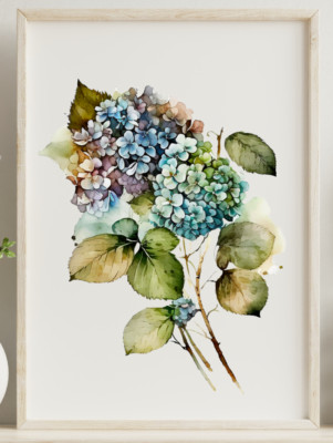 Floral Art Print, Hydrangea Floral Wall Art Print, Botanical Wall Art Decor #53