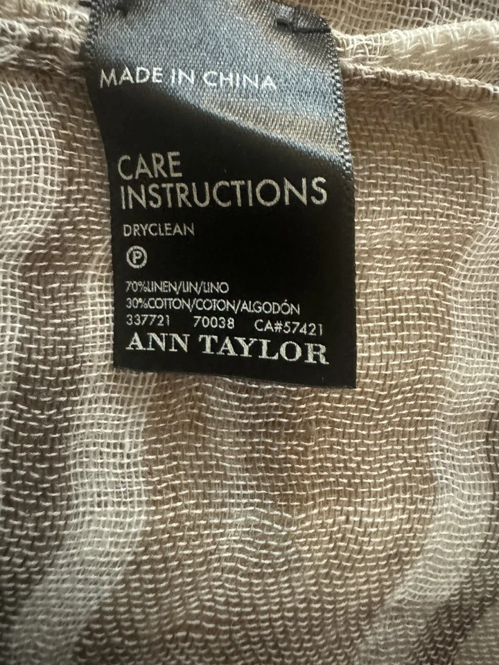 ANN TAYLOR Beige Strie Stripe Linen Cotton Scarf - Image 3 of 3