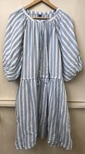 OLD NAVY Blue  White Stripe Gauze Dress Puff Sleeve Size 2X NWT