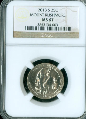 2013 S MOUNT RUSHMORE PARKS LOGO QUARTER NGC MS67 PQ  *