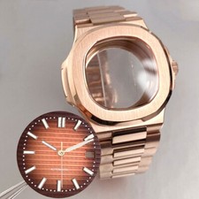 40mm Rose Gold Steel Square 10ATM Dive Watch Case Dial Sapphire Fit NH35 NH36
