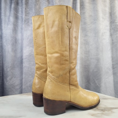 Custom Men's Banana Tan Stacked Heel Campus Western Boots Men's Size 10 D - Picture 9 of 17