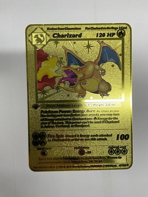 Charizard HP120 Gold Metal Pokémon Card-Collectible Gift Display