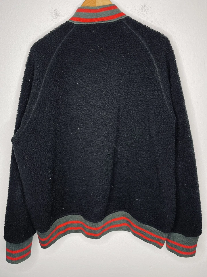 Ralph Lauren Rugby XXL Negro Polar R Parche Ala Chaqueta RRL Motociclista Polo Universitario Foto 3 de 4