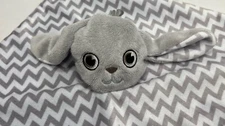 BooginHead Plush Bunny Rabbit Lovey Security Blanket Gray Chevron W/Teether 12”