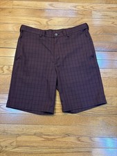 Haggar Mens Shorts 34 Cool 18 Pro Burgundy Adjustable Waist Golf Lightweight
