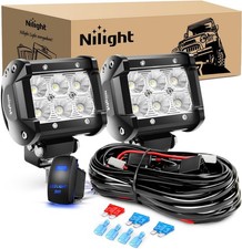 4 Inch LED Light Pods 2PCS 18W Flood Fog Light Bar with 12V 5Pin Rocker Switch T