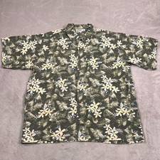 Vintage Hurley Shirt Mens XL Extra Large Green Floral Button Up Surf Made In USA