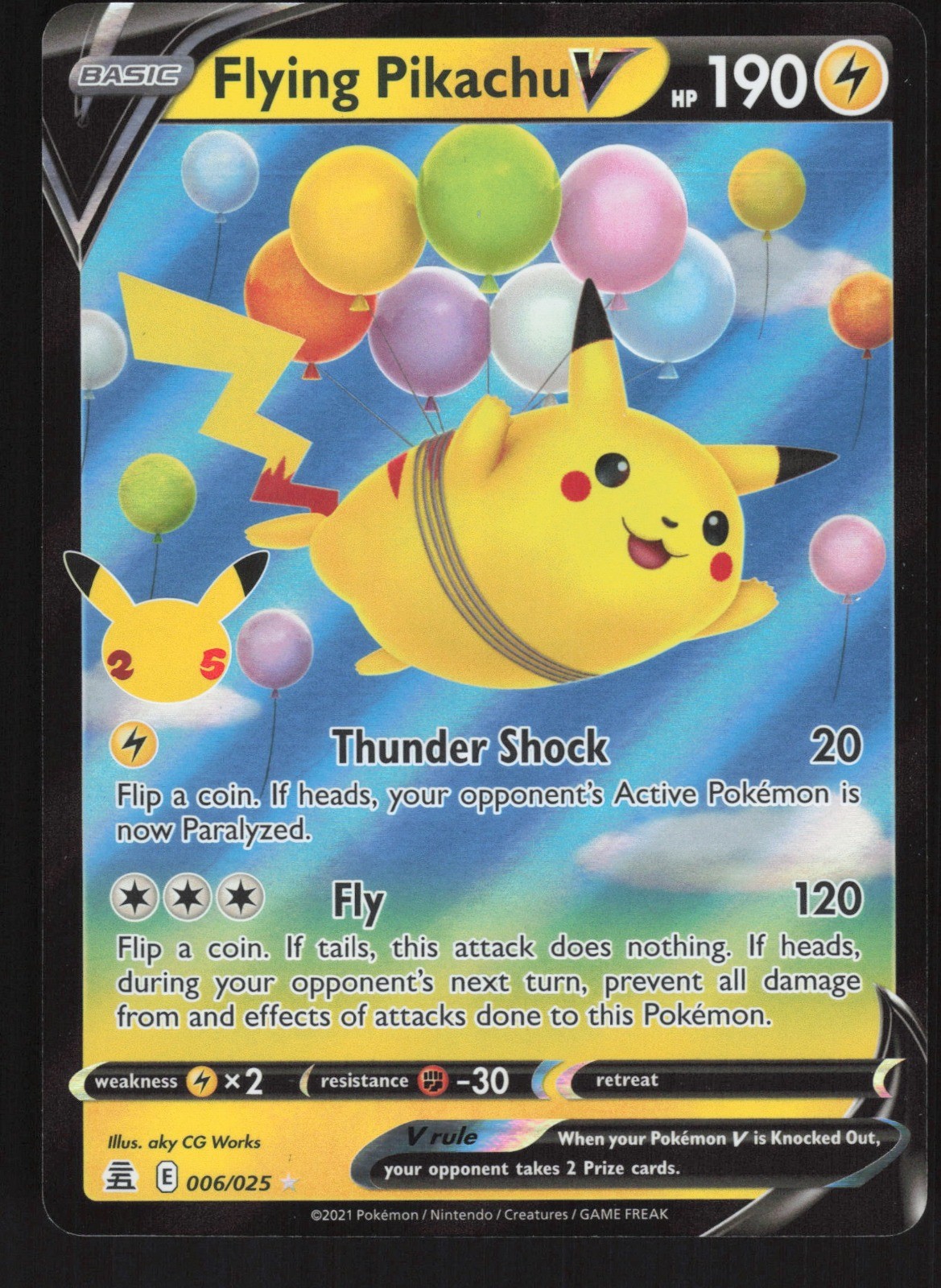 Flying Pikachu V Holo 006/025 NM Celebrations Pokemon Card