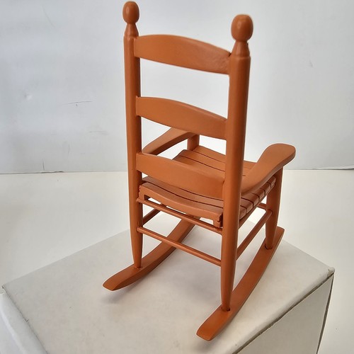 Franklin Mint Heartland Hollow Peach Orange Wooden Rocking Chair Set Of 2 - Picture 6 of 10