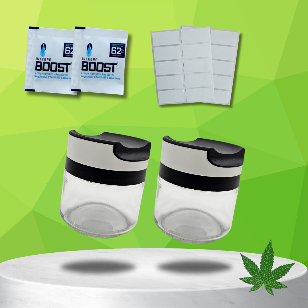 Premium Gläser Set für Blüten Kräuter Grow Aufbewahrung Ernte Box Stash