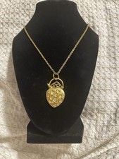 Joan Rivers Rhinestone Heavy Scrolled Victorian Style Pendant Chain Gold Tone